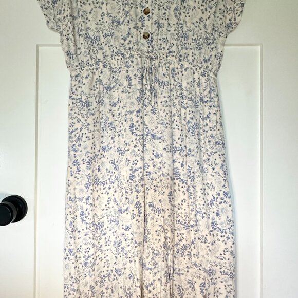 Lucky Brand | Short Sleeve Utility Dress | Printed Blue Floral - Picture 3 of 8